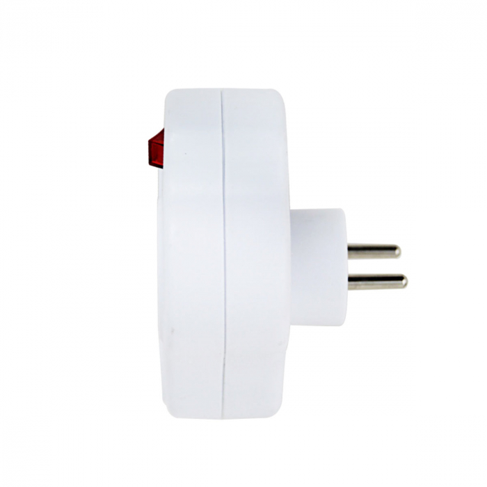 Adaptor priza dubla, 3680W, 16A, impamantare, cu port incarcare USB-C si USB-A, 5V, 2.4A, max 12W, cu un intrerupator, multiprotectie, dimensiuni 106 x 95 x 80 mm, alb [4]