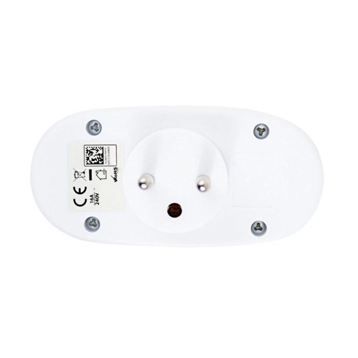 Adaptor priza dubla cu un intrerupator, 3680W, 16A, cu impamantare, dimensiuni 107 x 805 x 52 mm, alb [5]