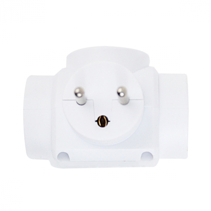 Adaptor priza multipla cu 3 porturi laterale, 3680W, 16A, stecher cu impamantare, dimensiuni 85 x 80 x 57 mm, alb [4]