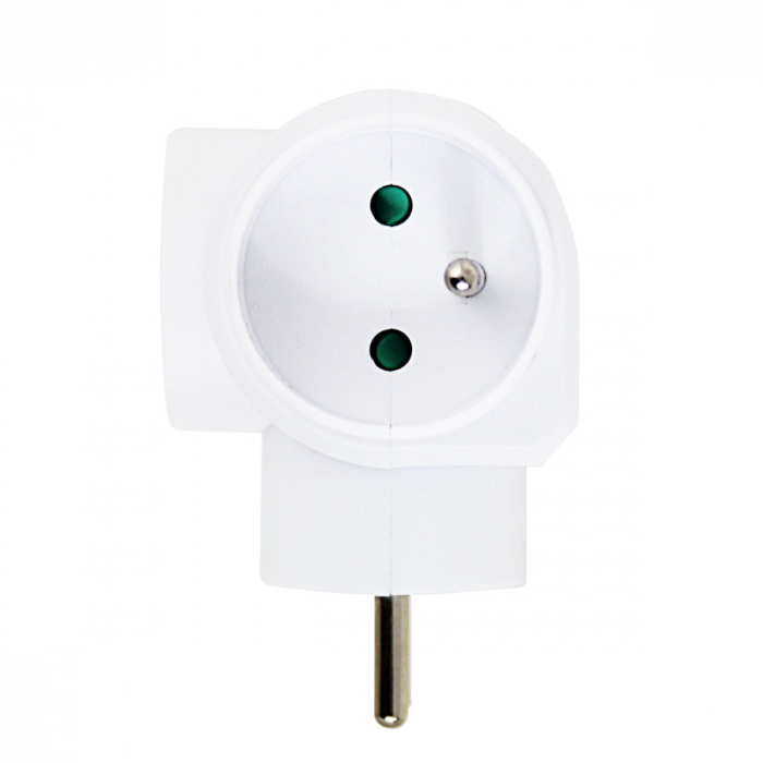 Adaptor priza multipla cu 3 porturi laterale, 3680W, 16A, stecher cu impamantare, dimensiuni 85 x 80 x 57 mm, alb [3]