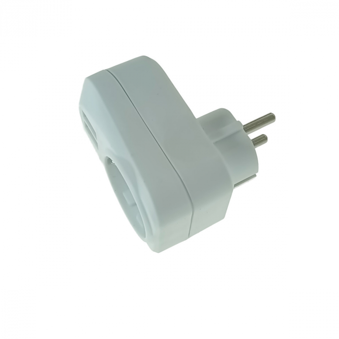 Adaptor priza Schuko cu 2xUSB, 21906, 5V 3.4A, 3680W, 250V 16A, alb [4]