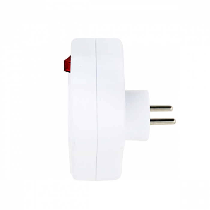 Adaptor priza tripla triunghiulara cu un intrerupator, 3680W, 16A, cu impamantare, dimensiuni 105 x 92 x 75 mm, alb [4]