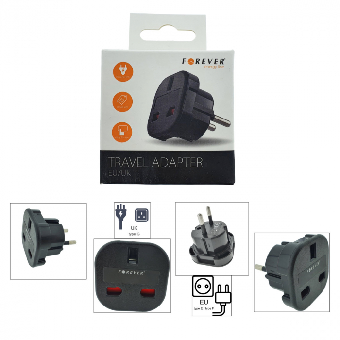 Adaptor priza UK la tip priza Europa, Forever 39437, negru [6]
