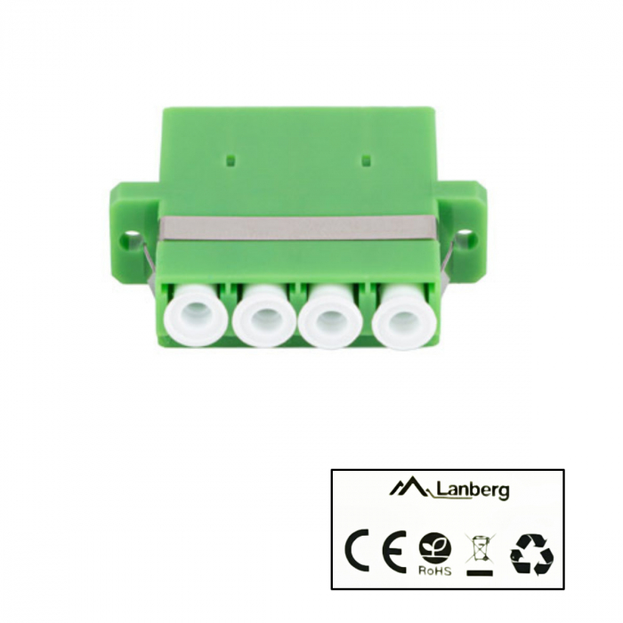 Adaptor retea fibra optica cu conectori LC/APC, Lanberg 43374, SM, QUAD, verde [3]