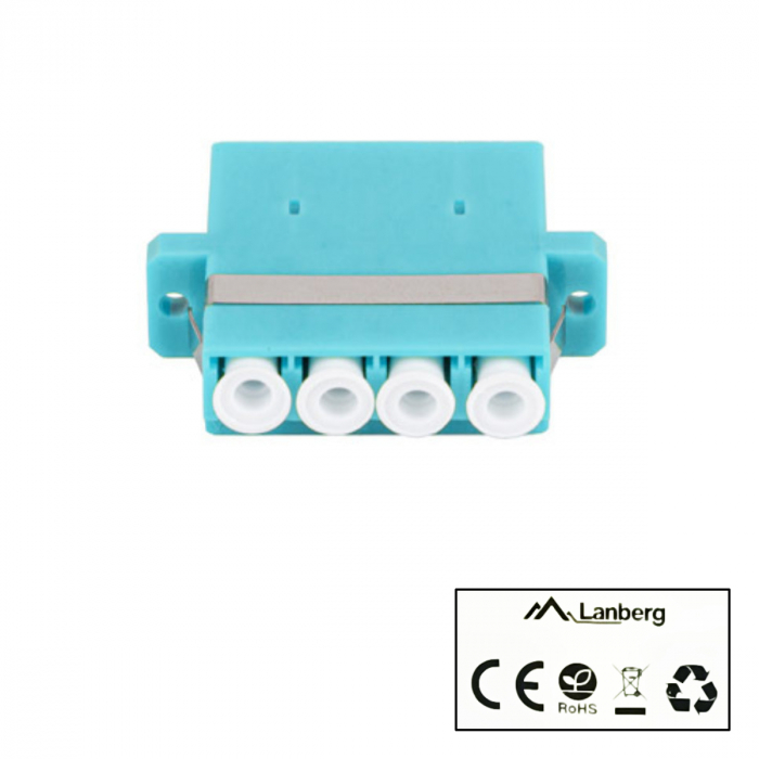 Adaptor retea fibra optica cu conectori LC/UPC, Lanberg 43376, MM QUAD OM3, turcoaz [3]