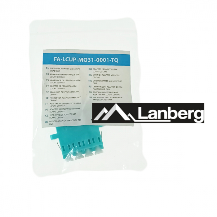 Adaptor retea fibra optica cu conectori LC/UPC, Lanberg 43376, MM QUAD OM3, turcoaz [5]