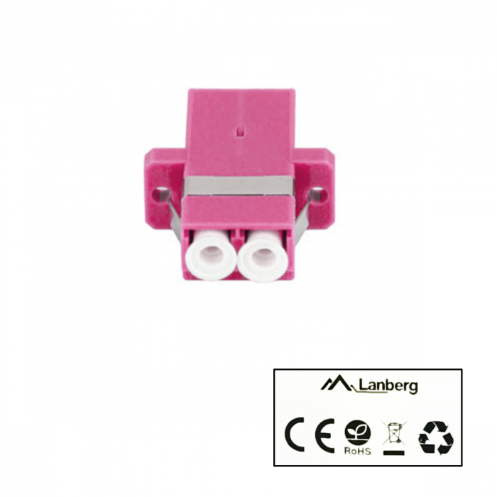 Adaptor retea fibra optica cu conectori LC/UPC, Lanberg 43377, MM DUPLEX OM4, violet [3]