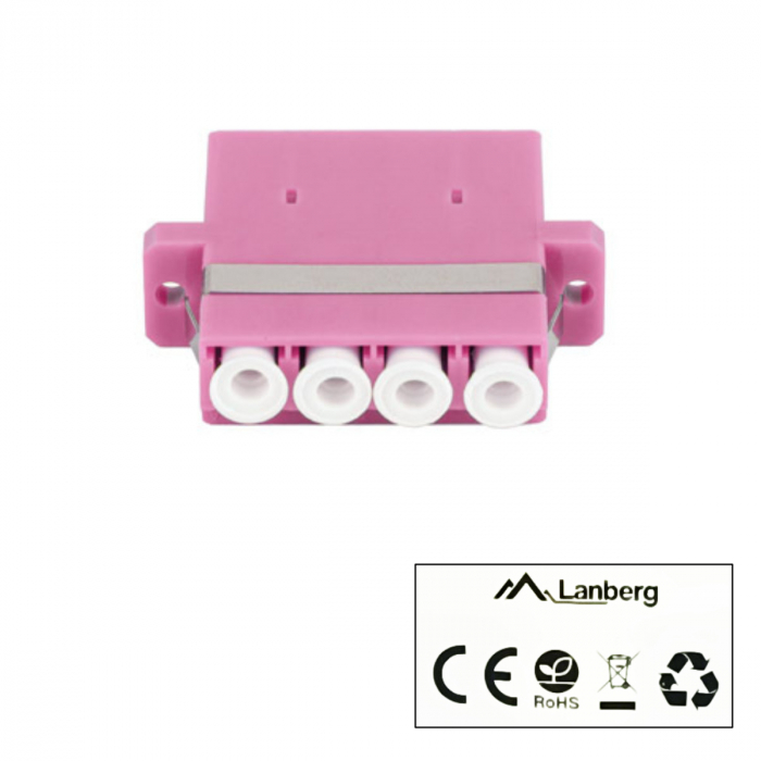 Adaptor retea fibra optica cu conectori LC/UPC, Lanberg 43378, MM QUAD OM4, violet [3]