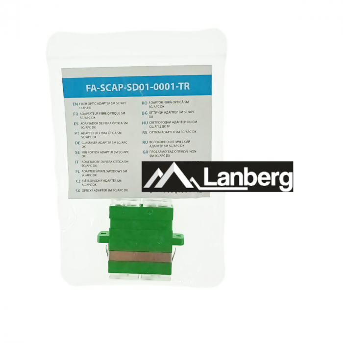 Adaptor retea fibra optica cu conectori SC/APC, Lanberg 43381, SM DUPLEX, capace transparente, verde [5]