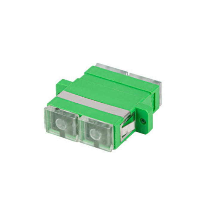 Adaptor retea fibra optica cu conectori SC/APC, Lanberg 43381, SM DUPLEX, capace transparente, verde [2]