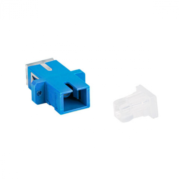 Adaptor retea fibra optica cu conectori SC/UPC, Lanberg 43366, SM SIMPLEX, capace transparente, albastru [2]