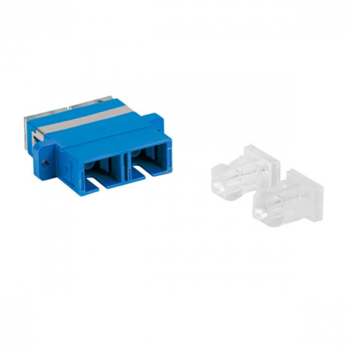 Adaptor retea fibra optica cu conectori SC/UPC, Lanberg 43367, SM DUPLEX, capace transparente, albastru [2]