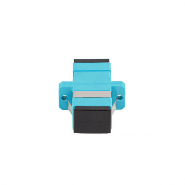 Adaptor retea fibra optica cu conectori SC/UPC, Lanberg 43368, MM SIMPLEX OM3, cu capace negre, turcoaz [3]