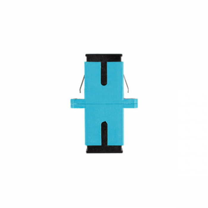 Adaptor retea fibra optica cu conectori SC/UPC, Lanberg 43368, MM SIMPLEX OM3, cu capace negre, turcoaz [4]