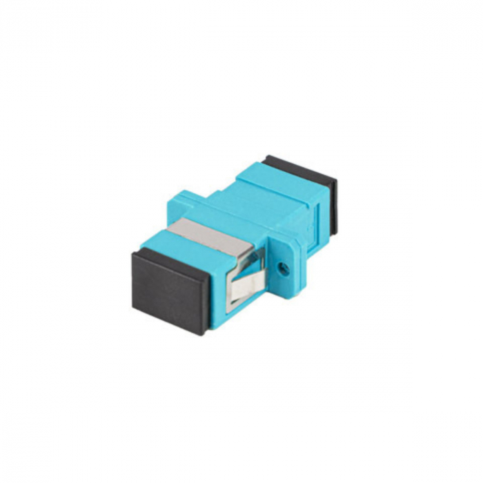 Adaptor retea fibra optica cu conectori SC/UPC, Lanberg 43368, MM SIMPLEX OM3, cu capace negre, turcoaz [2]