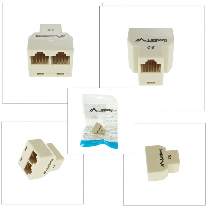 Adaptor splitter 2 x RJ45 mama la RJ45 mama, Lanberg 41864, bej [5]