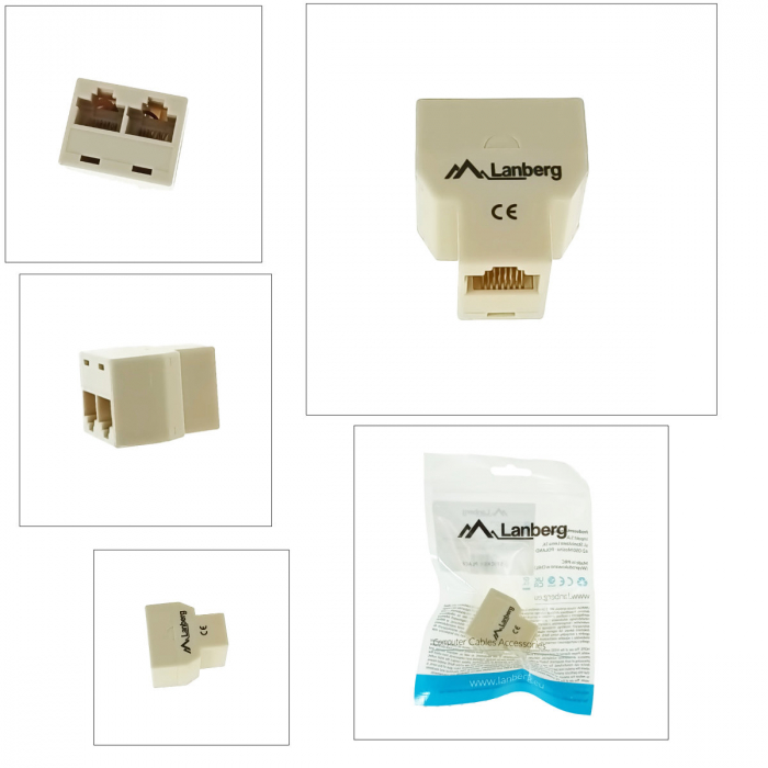 Adaptor splitter 2 x RJ45 mama la RJ45 mama, Lanberg 41864, bej [4]
