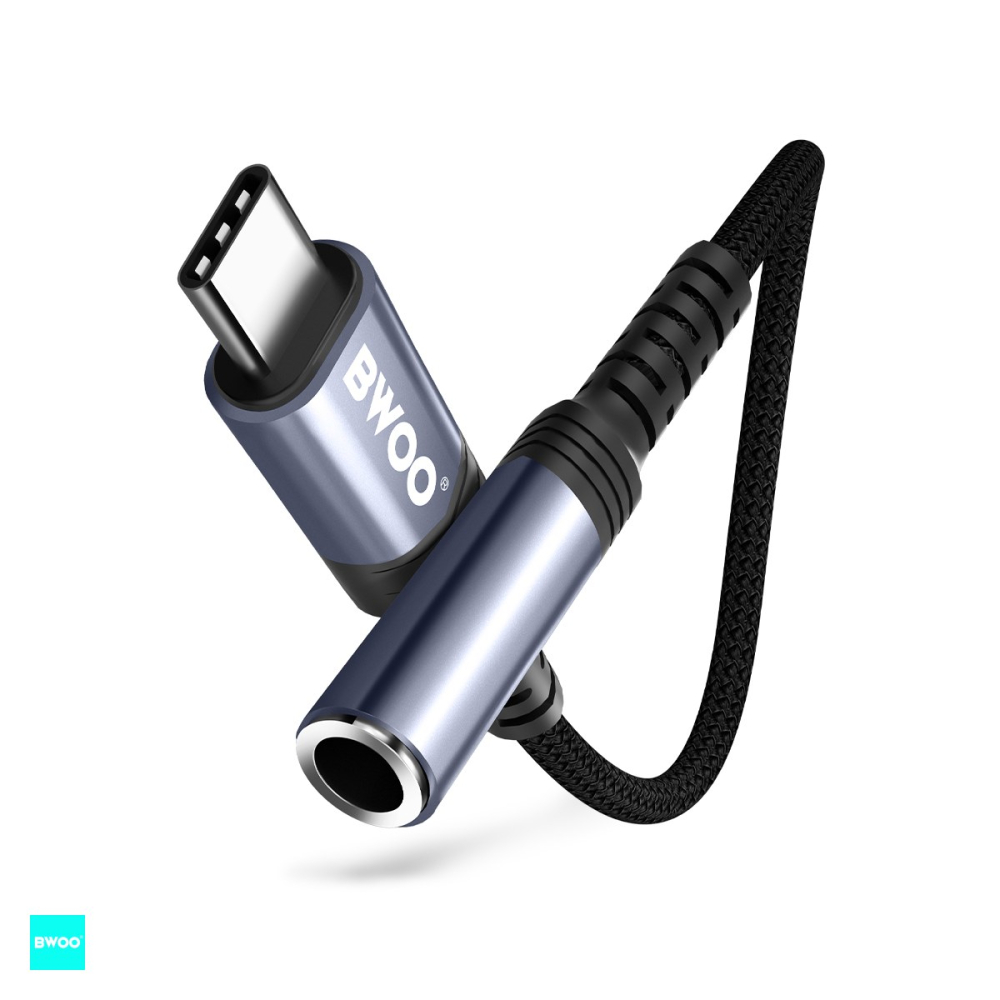 Adaptor Type-C AUX BZ47, USB-C tata la Jack 3.5 mm mama, cablu 0.17m cu invelis exterior impletit si capetele intarite ranfosate pentru rezistenta, carcasa conectorilor realizat din aliaj de aluminiu [1]
