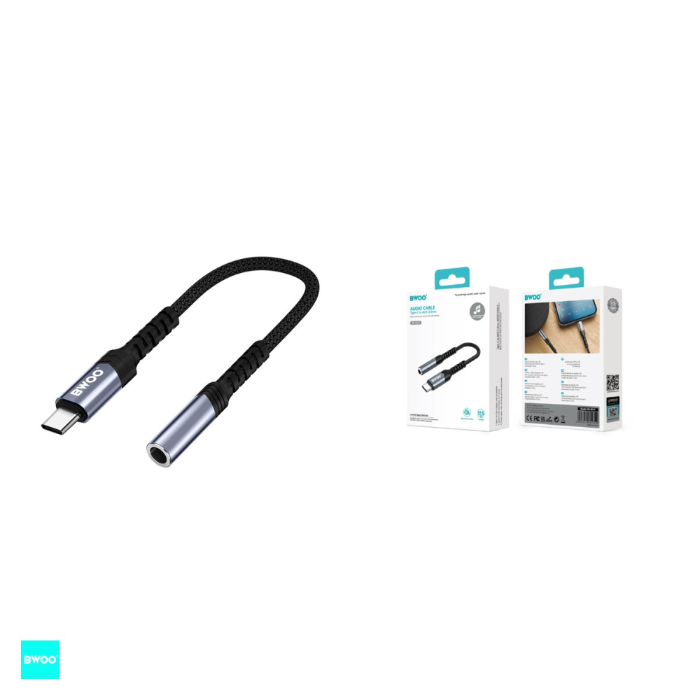 Adaptor Type-C AUX BZ47, USB-C tata la Jack 3.5 mm mama, cablu 0.17m cu invelis exterior impletit si capetele intarite ranfosate pentru rezistenta, carcasa conectorilor realizat din aliaj de aluminiu [5]