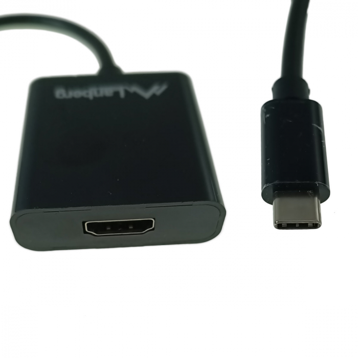 Adaptor USB-C tata la HDMI mama, Lanberg 41848, interfata USB 3.1 gen.1, FHD, 2.7Gbps, cablu 15cm, negru [3]