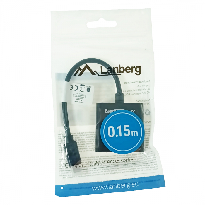 Adaptor USB-C tata la HDMI mama, Lanberg 41848, interfata USB 3.1 gen.1, FHD, 2.7Gbps, cablu 15cm, negru [4]