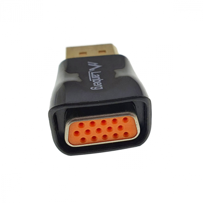 Adaptor video Lanberg 40863, cu conector VGA 15-pin mama la DisplayPort v.1.1 tata, Full HD 1080p la 60Hz, negru [6]