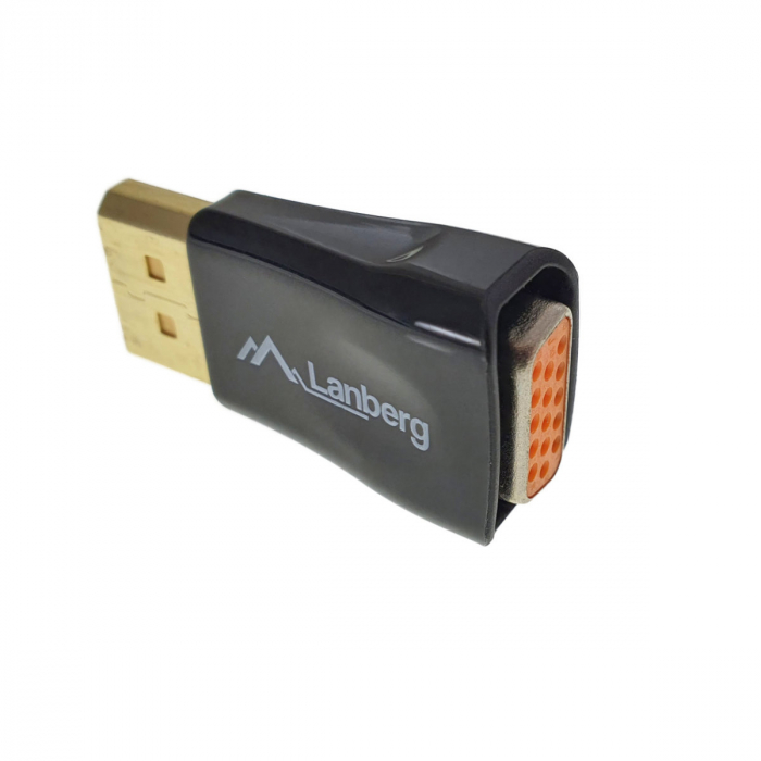 Adaptor video Lanberg 40863, cu conector VGA 15-pin mama la DisplayPort v.1.1 tata, Full HD 1080p la 60Hz, negru [1]