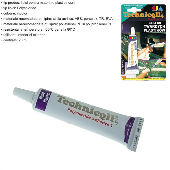 Adeziv puternic pentru lipit materiale plastice dure, 20ml, R-327 00032, incolor [5]