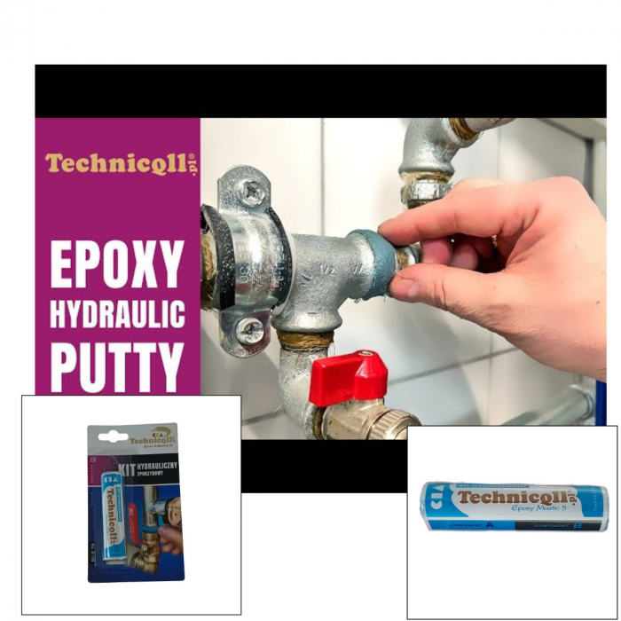 Adeziv universal epoxi, E-150, 35g, chit epoxidic, 00015, pentru repararea tevilor cu scurgeri, albastru [5]