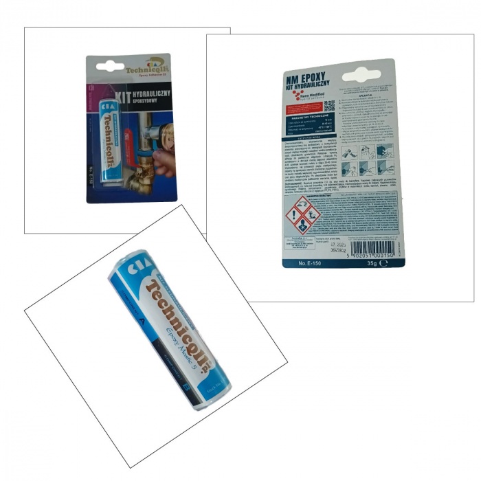 Adeziv universal epoxi, E-150, 35g, chit epoxidic, 00015, pentru repararea tevilor cu scurgeri, albastru [3]