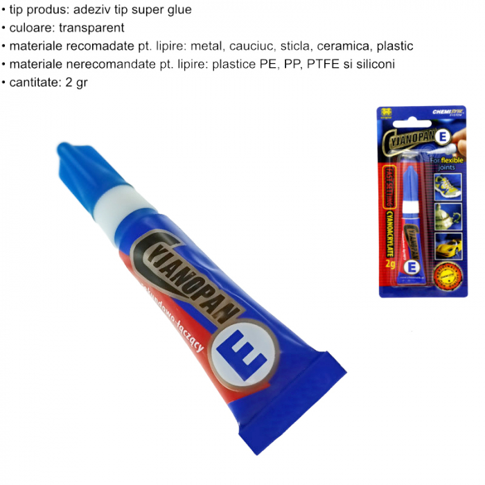 Adeziv universal instant, Cyanopan E 00002, 2gr, transparent, universal [5]