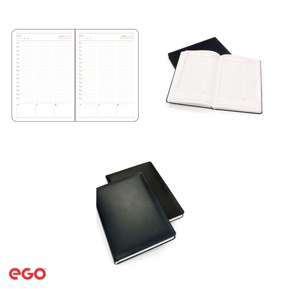 Agenda nedatata Ego Bruges din piele naturala, A5, 15.8x23.3 cm, 256 pagini, bleumarin [4]