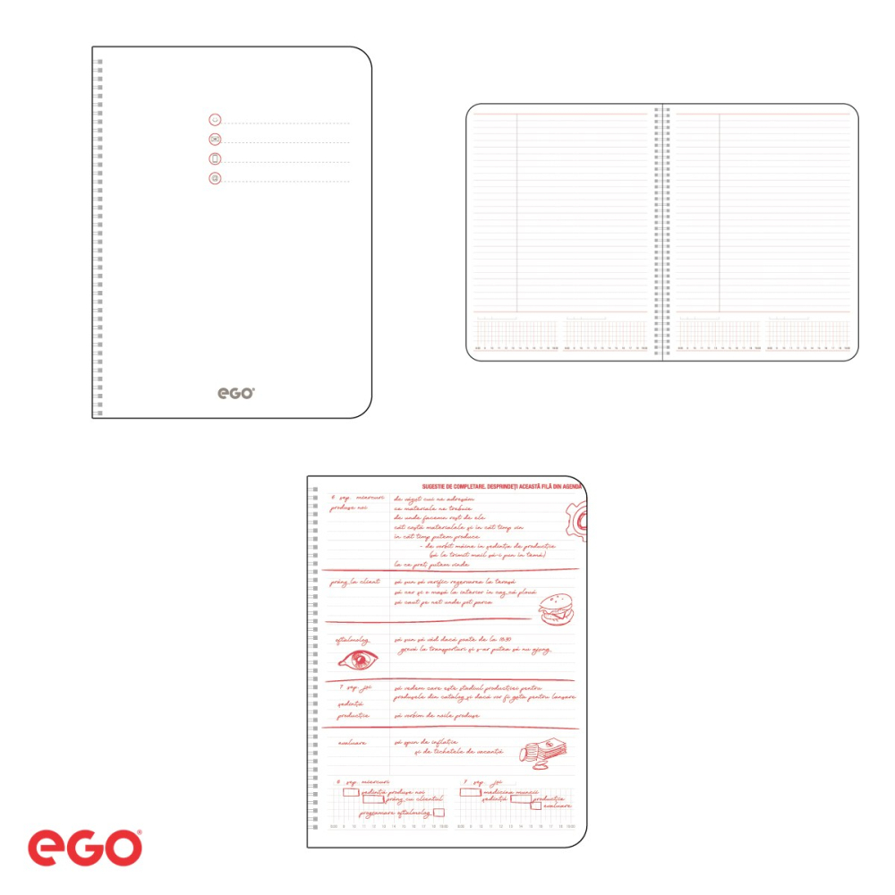 Agenda nedatata Ego Siena cu spira, A4, 20.5x27 cm, 128 pagini, portocaliu [4]