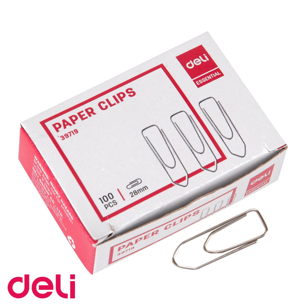 Agrafe metalice argintii Deli, 28 mm, cutie 100 bucati, pentru prindere documente [4]