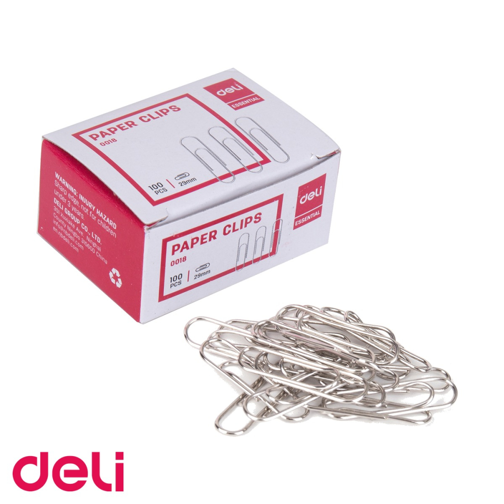 Agrafe metalice argintii Deli, 29 mm, 100 bucati/cutie, pentru organizarea documentelor de birou [4]