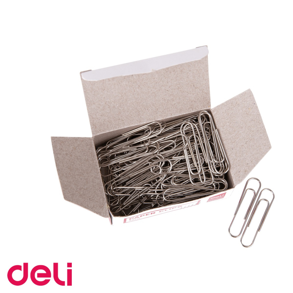 Agrafe metalice argintii Deli, 33 mm, 100 bucati/cutie, pentru organizarea documentelor de birou [5]