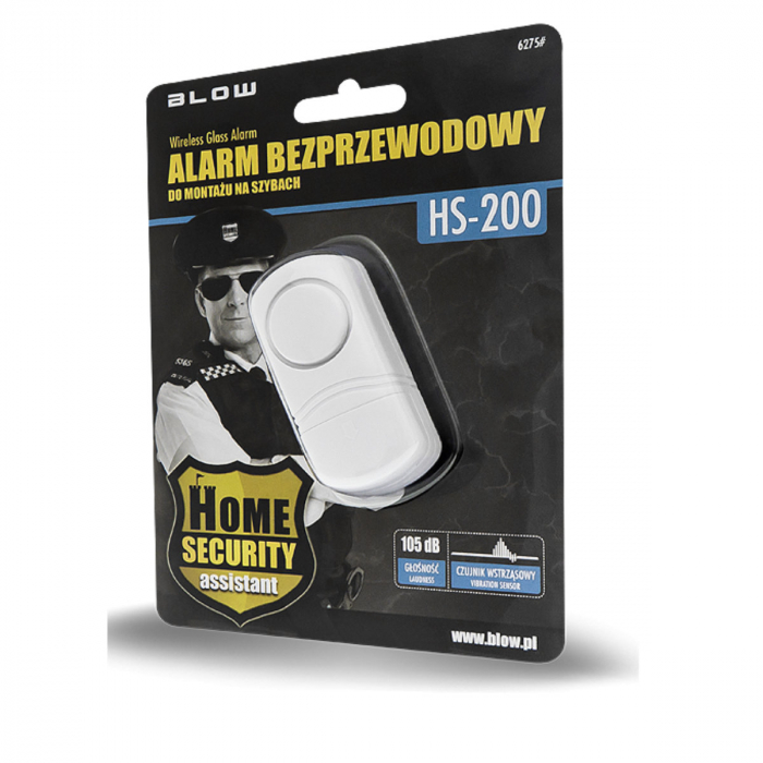 Alarma pentru geamuri, wireless, Blow HS-200 06085, volum maxim 105dB, 2 moduri, 68 x 34 x 25 mm, alba [6]