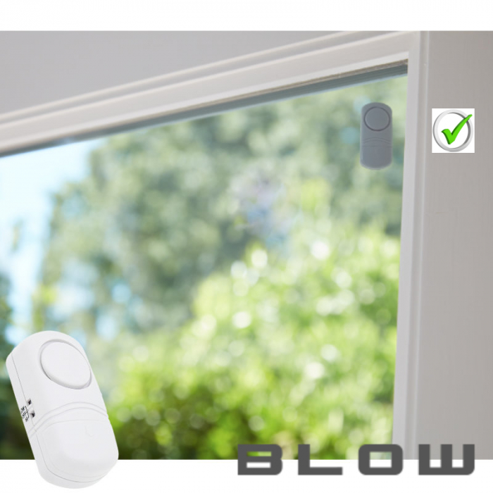 Alarma pentru geamuri, wireless, Blow HS-200 06085, volum maxim 105dB, 2 moduri, 68 x 34 x 25 mm, alba [8]