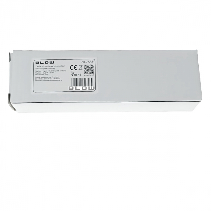 Alimentator compact pentru LED-uri, 220V la 12V-5A, 60W, Blow 12728, alb cu albastru [3]