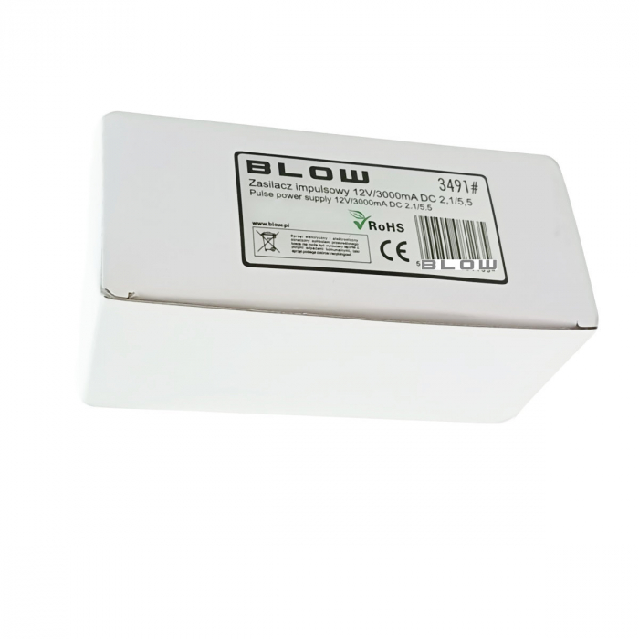 Alimentator de 12V-3A, 36W, cu mufa jack 2.1x5.5mm la 90 grade, cabluri alimentare de 1.5m si 1m, Blow 08113, negru [5]