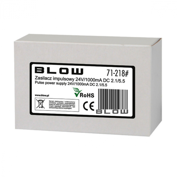 Alimentator de 24V-1A, 24W, cu mufa jack 2.1x5.5mm, cablu de 1.1m, Blow 11938, negru [5]
