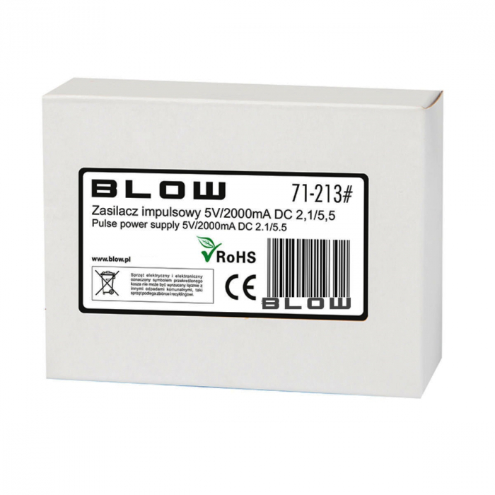 Alimentator de 5V-2A, 10W, cu mufa jack 2.1x5.5mm, Blow 11931, cablu de 1.1m, negru [6]