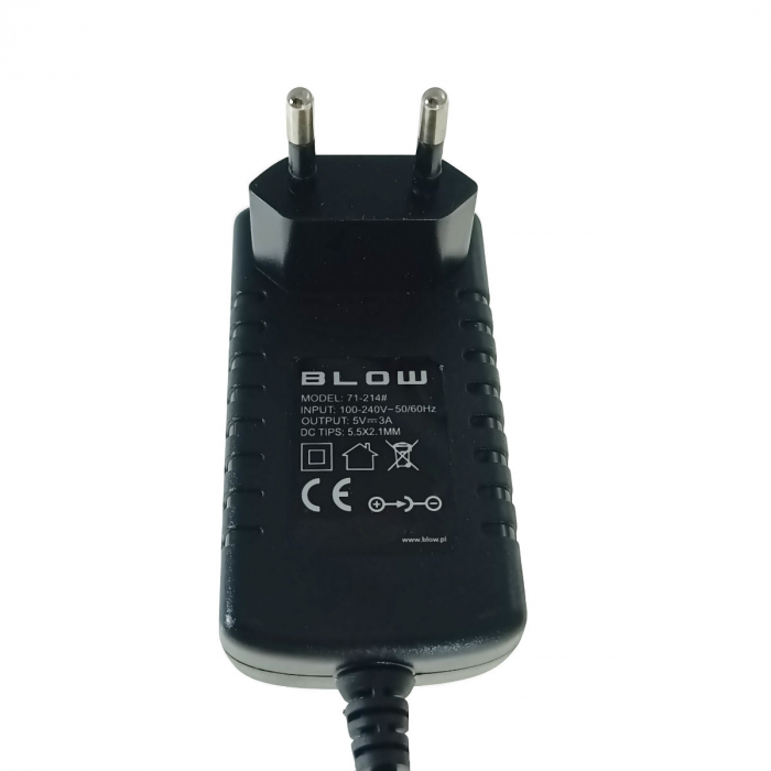 Alimentator de 5V-3A, 15W, cu mufa jack 2.1x5.5mm, Blow 11932, cablu de 1.1m, negru [3]