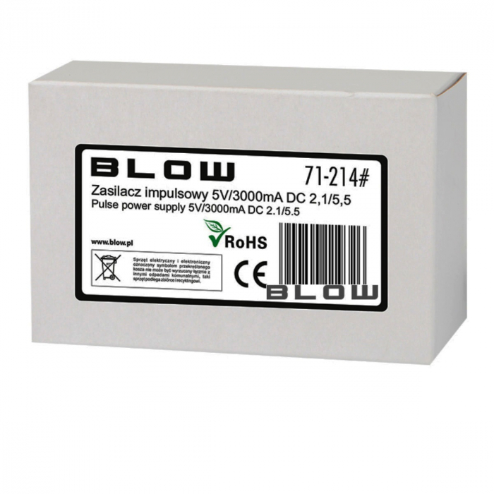 Alimentator de 5V-3A, 15W, cu mufa jack 2.1x5.5mm, Blow 11932, cablu de 1.1m, negru [5]