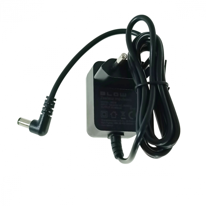 Alimentator de 6V-0.8A, 5W, cu mufa jack 2.1x5.5mm la 90 grade, Blow 10281, cablu de 1.2m, negru [2]
