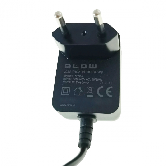 Alimentator de 6V-0.8A, 5W, cu mufa jack 2.1x5.5mm la 90 grade, Blow 10281, cablu de 1.2m, negru [5]