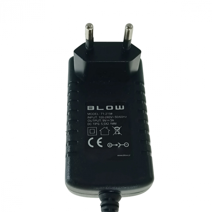 Alimentator de 9V-3A, 27W, cu mufa jack 2.1x5.5mm, cablu de 1.1m, Blow 11939, negru [3]