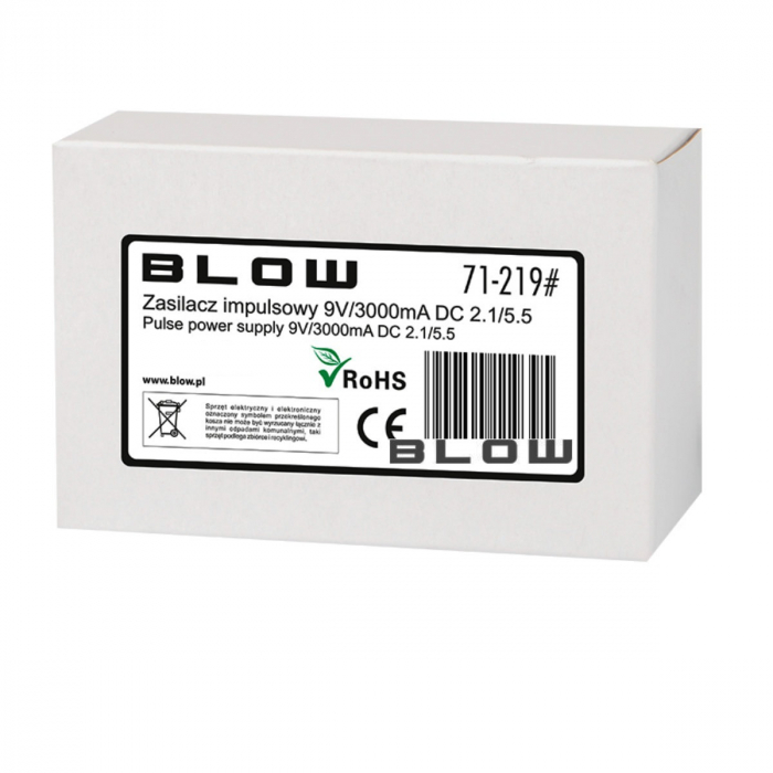Alimentator de 9V-3A, 27W, cu mufa jack 2.1x5.5mm, cablu de 1.1m, Blow 11939, negru [5]