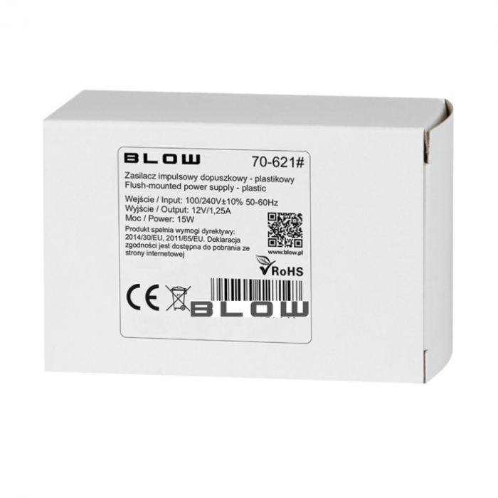 Alimentator plat pentru LED-uri, 220V la 12V-1.25A, 15W, Blow, IP67, negru [4]