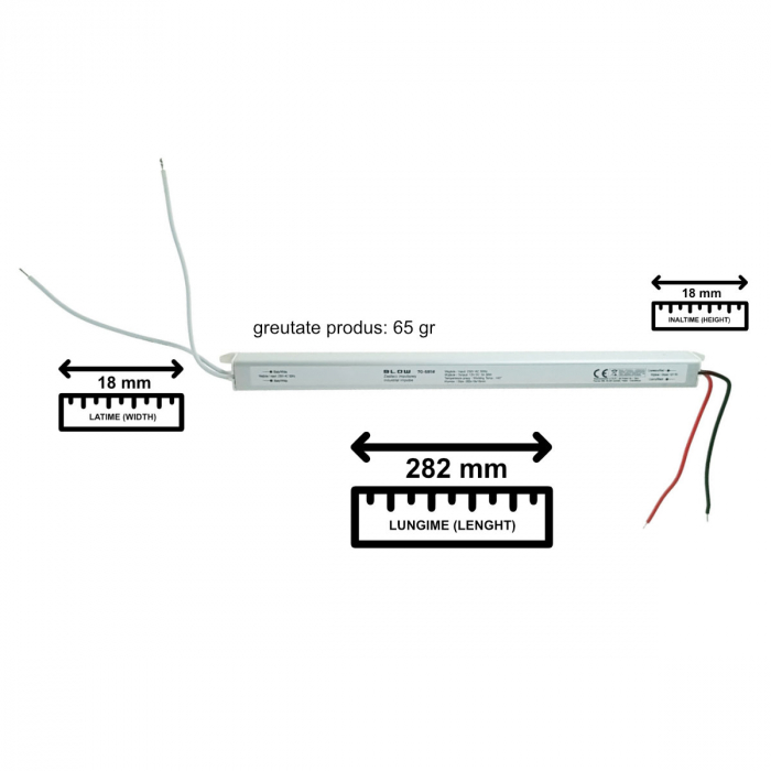 Alimentator slim LED-uri, 220V la 12V-3A, 36W, Blow, gri [3]